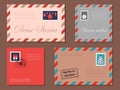 Dear Santa set of Christmas letter in a stamped envelope.Vintage envelopes for letters to Santa Claus. Royalty Free Stock Photo